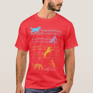 T-shirt Chiens jouant avec des notes de partition de musiq