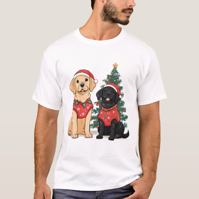 T-shirt Chiens Labrador Retriever de Noël (Devant)