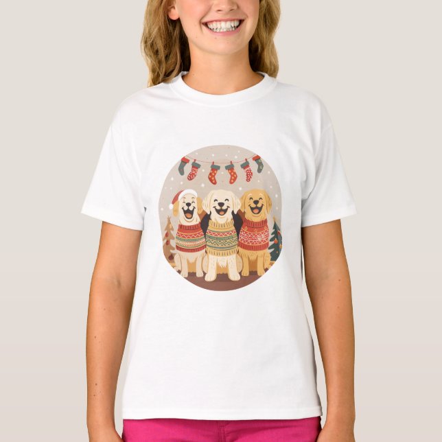 T-shirt Chiens Labrador Retriever de Noël (Devant)