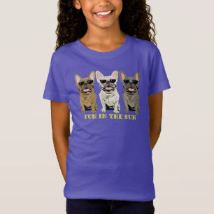 T-Shirt Chiens mignons, Amusement au soleil, Bouledogues F