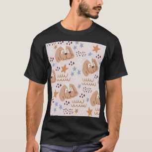 T-shirt Chiens mignons, étoiles, lignes : vintage sans sou