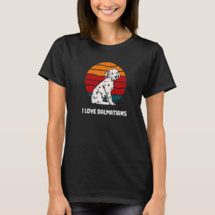 T-shirt Chiens mignons J'aime Dalmatiens Vintages Sunset M