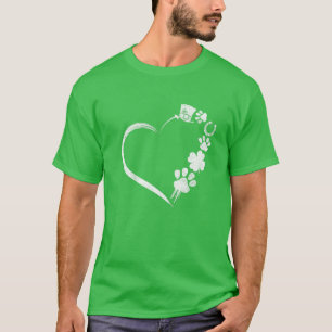 T-shirt Chiens mignons Paw Shamrock Horseshoe Imprimer Coe