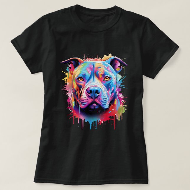 T-shirt Chiens Pitbull d'art Pitbull Terrier américain (Design devant)