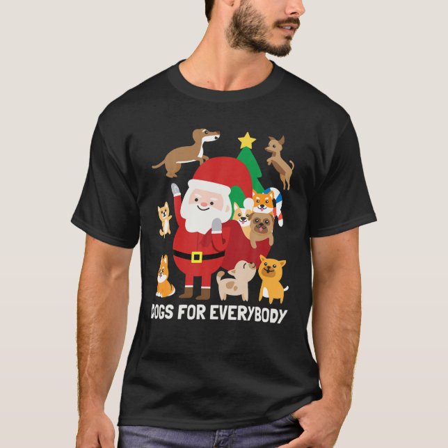 T-shirt Chiens Pour Tout Le Monde Drôle Mignonne hiver Gif (Devant)