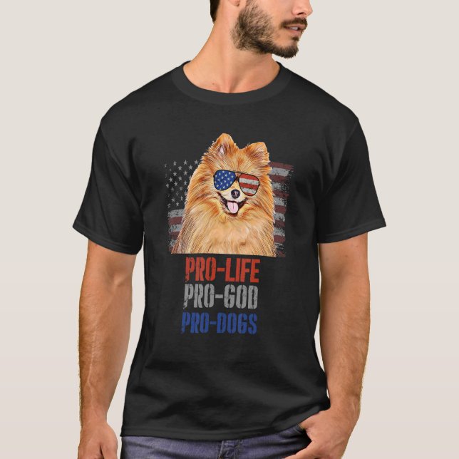 T-shirt Chiens Pro God Pro Anti-avortement de Poméranie (Devant)