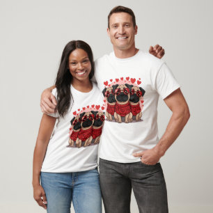 T-shirt Chiens Pug de la Saint-Valentin