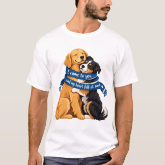 T-shirt Chiens réconfortants enlacés par une écharpe bleue