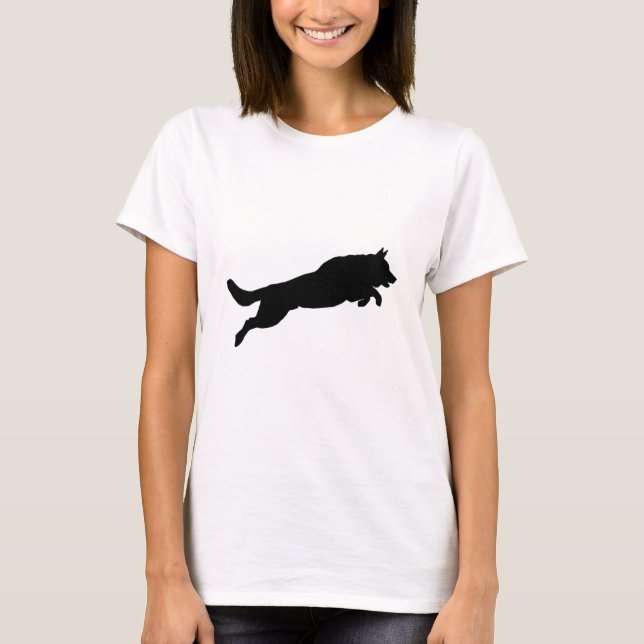 T-shirt Chiens sautants d'amour de silhouette de berger (Devant)