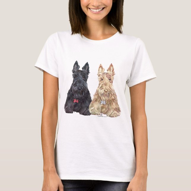 T-shirt Chiens Scottie Wheat et Noirs (Devant)