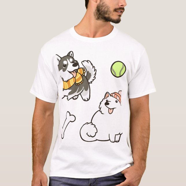 T-shirt Chiens Spitz Fluffy (Devant)