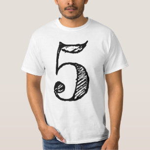 T-shirt chiffre 5 numéro cinq manuscrit géant