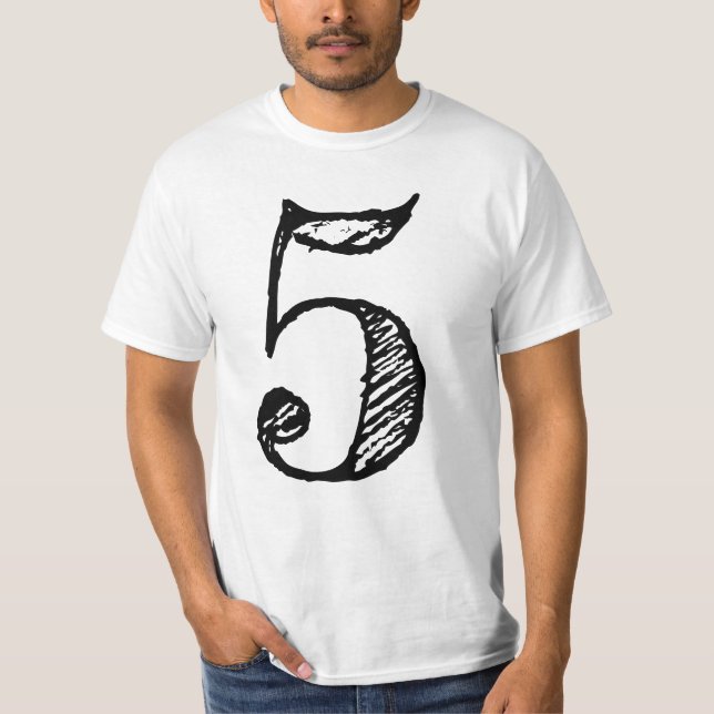 T-shirt chiffre 5 numéro cinq manuscrit géant (Devant)
