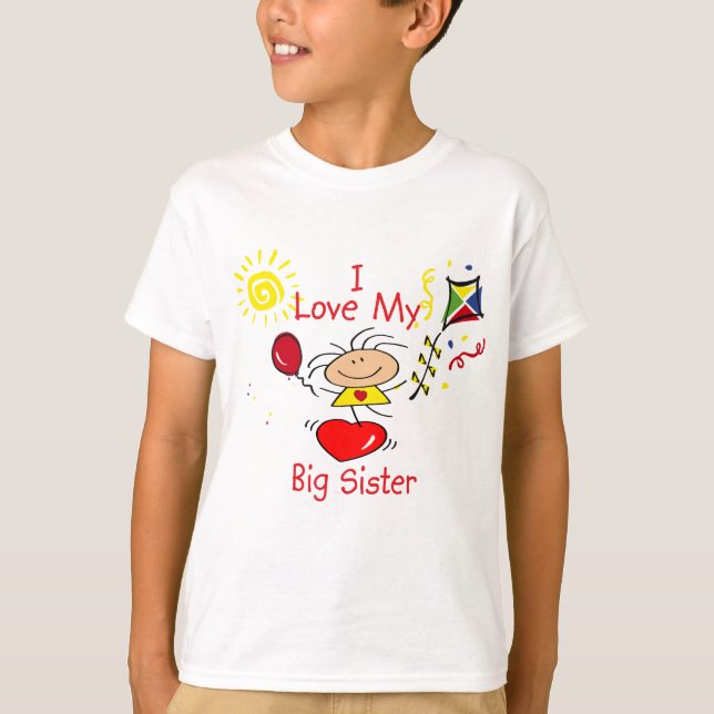 T-shirt Chiffre fille de bâton de grande soeur d'amour (Devant)