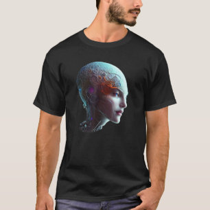 T-shirt Chiffre futuriste unique en Cyborg Sci Fi féminin
