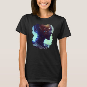 T-shirt Chiffre futuriste unique en Cyborg Sci Fi féminin