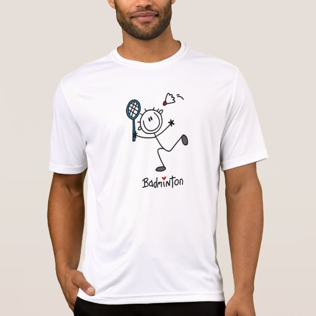 T-shirt Chiffre masculin de base badminton de bâton (Devant)