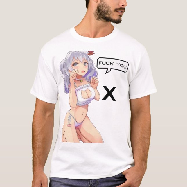 T-shirt Chiffres Anime Fille Japonaise Foxy Sexy Chat Ea (Devant)