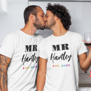 T-shirt Chiffres Arc-en-ciel M. Nom Année d'établissement