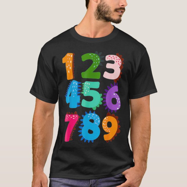 T-shirt Chiffres Drôle Math Retour À L'École Dino Éducatif (Devant)
