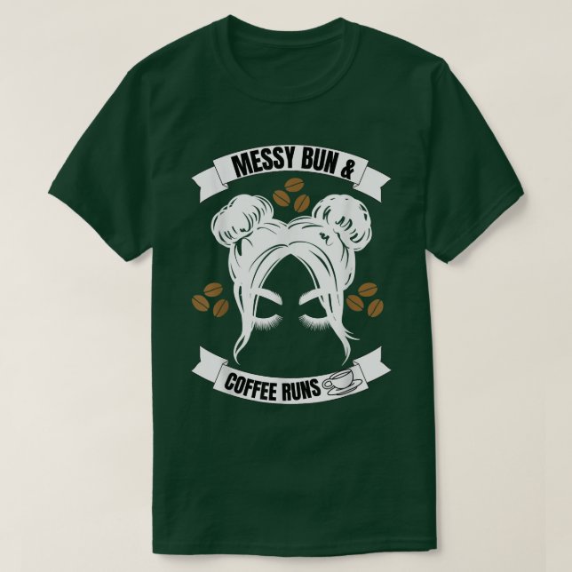 T-shirt Chignon Décoiffé & Courses de Café  (Design devant)