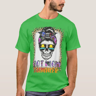 T-shirt Chignon Méssy Crâne Maman Chaude Hawaïen Été Vibes
