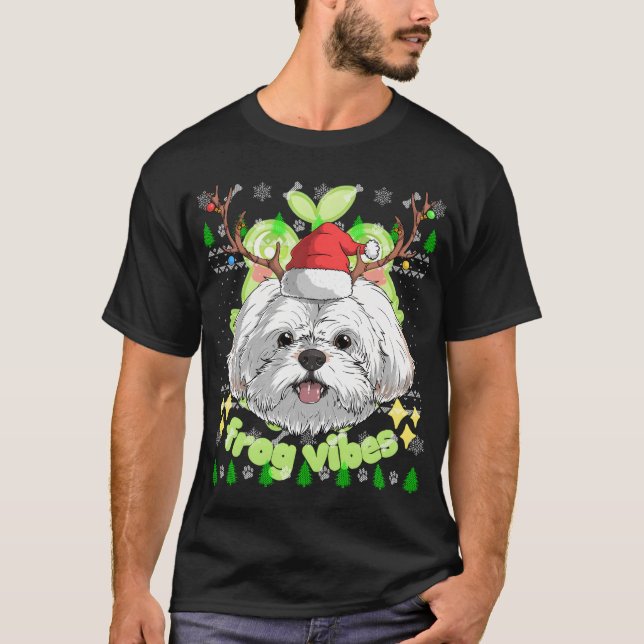 T-shirt Chih Tzu Chien Père Noël Casquette Vilain Noël X-M (Devant)
