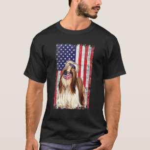 T-shirt Chih Tzu Drapeau Américain Porte Le Masque De Visa