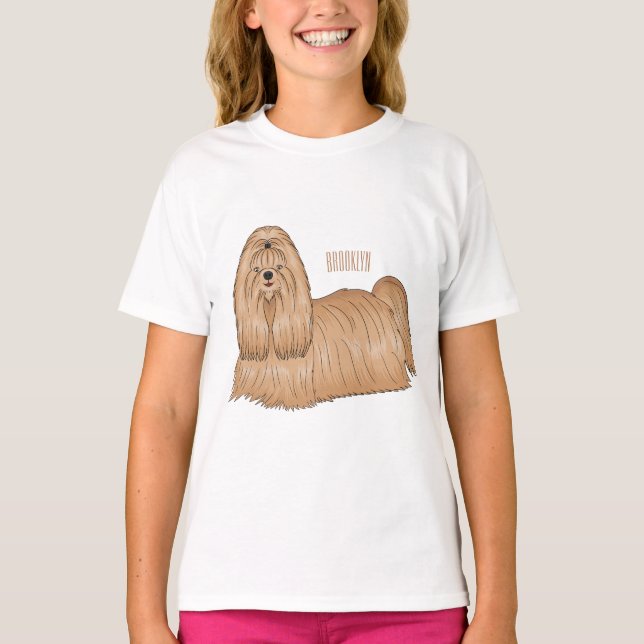 T-shirt Chih tzu long cheveux dessin de chien (Devant)