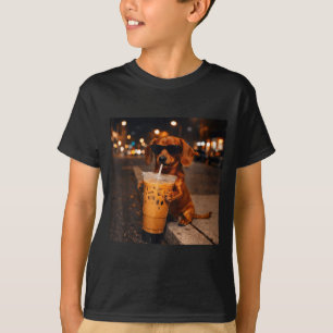 T-shirt Chihua drôle de teckel buvant un café glacé amateu