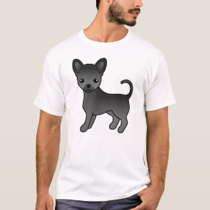T-shirt Chihuahua à poil lisse noir Chien de dessin animé