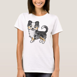 T-shirt Chihuahua à poil long Blue Merle Chien de dessin a