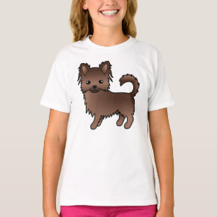 T-shirt Chihuahua à robe longue au chocolat Chien de dessi