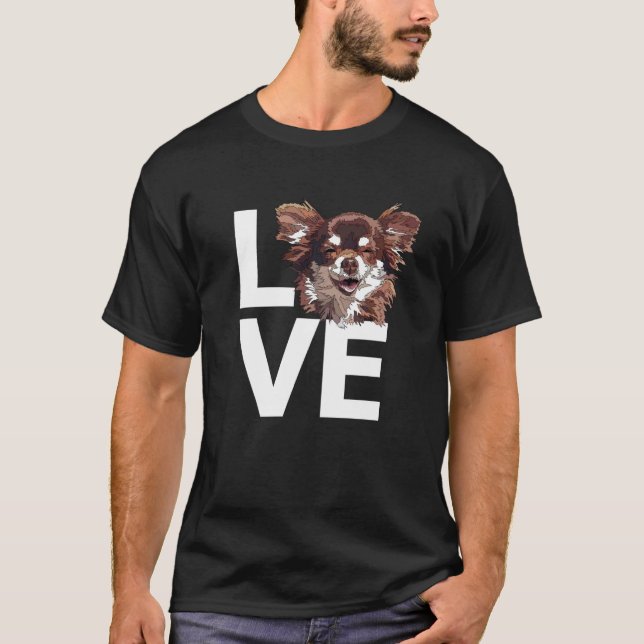 T-shirt Chihuahua Aimer longs cheveux Chiwawa Long Haired  (Devant)