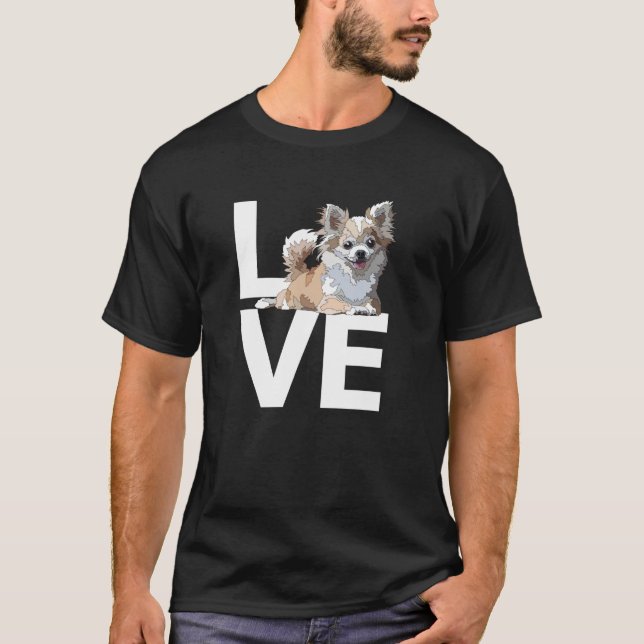 T-shirt Chihuahua Aimer longs cheveux Chiwawa Long Haired  (Devant)