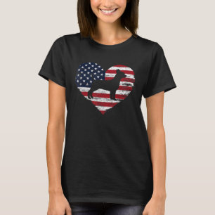 T-shirt Chihuahua American Flag Heart 4 juillet Usa Part