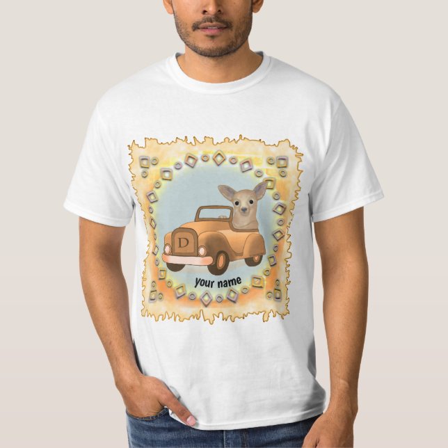 T-shirt Chihuahua au volant d'une voiture (Devant)