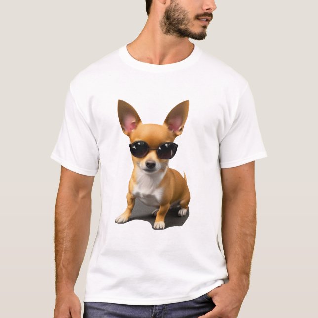T-shirt Chihuahua avec lunettes de soleil (Devant)