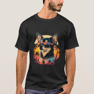 T-shirt Chihuahua avec lunettes de soleil et S