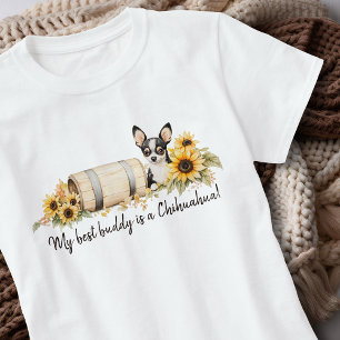 T-shirt Chihuahua Best Buddy Tournesol Aquarelle Florale