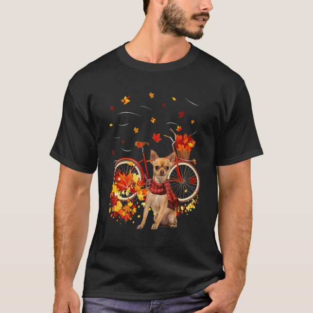 T-shirt Chihuahua Bike Autumn Dog Leaf Fall  Fall Y'all (Devant)
