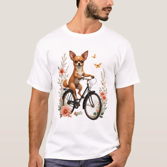 T-shirt Chihuahua  Bike  Bicycle  Dog  Cycling (Devant)
