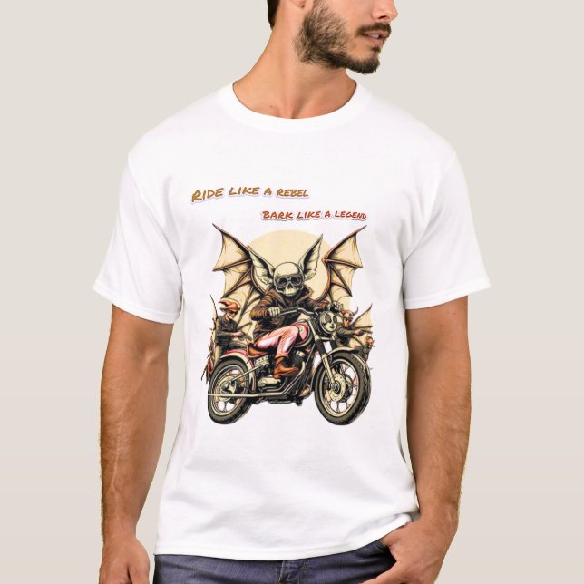 T-shirt Chihuahua Biker avec Bat Wings (Devant)