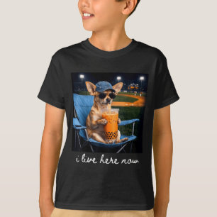 T-shirt Chihuahua boit du café glacé terrain de baseball e