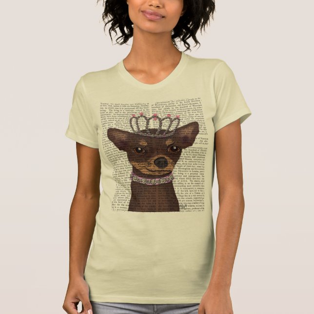 T-shirt Chihuahua Brown Et Tiara (Devant)