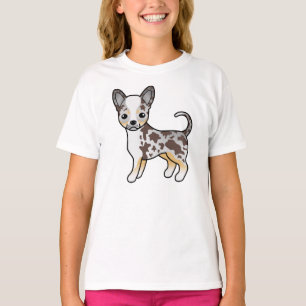 T-shirt Chihuahua Cartoon Chien à Poil Lisse Merle Chocola