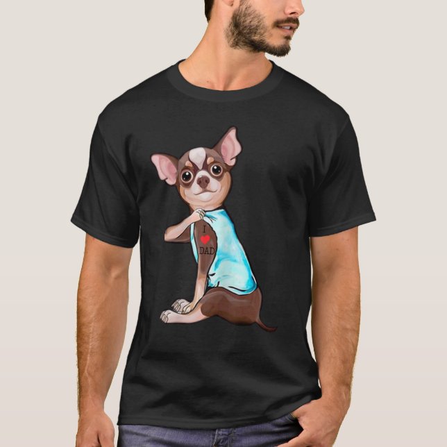 T-shirt Chihuahua Chien I Love Papa Tattoo Chihuahua Papa (Devant)