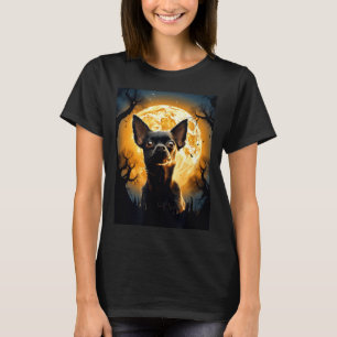 T-shirt Chihuahua Chien Lune Silhouette Halloween Drôle Mé