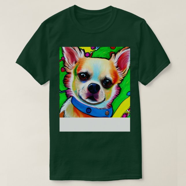 T-shirt Chihuahua Chien Rainbow Peinture (Design devant)