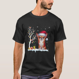 T-shirt Chihuahua Chien Santa Hat Festive Tree Light Chris